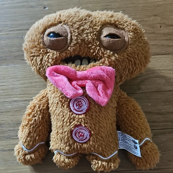 Fuggler Festive Fuggs Gingerbread Funny Ugly Monster 9" Brown Plush Stuffed Toy - Picture 2 of 9